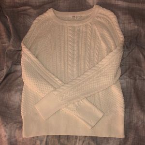 white knit sweater